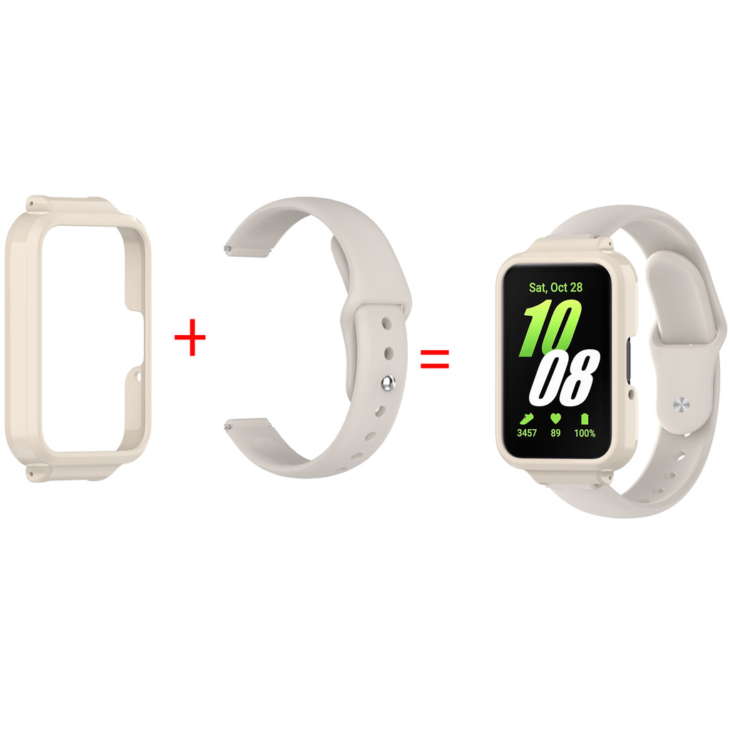 สายซิลิโคน + เคสสําหรับ Samsung Galaxy Fit3 Fit 3 SM-R390 นุ่มสีลูกกวาดนาฬิกาสร้อยข้อมือกีฬาฝาครอบห่วง
