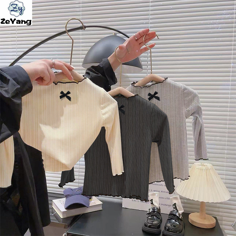 [ZY] 70-140 พร้อมสต็อกเด็กเชื้อราขอบเสื้อยืดแขนยาวกุทัณฑ์แขนยาวฤดูใบไม้ร่วงฤดูหนาวด้านล่างเด็ก