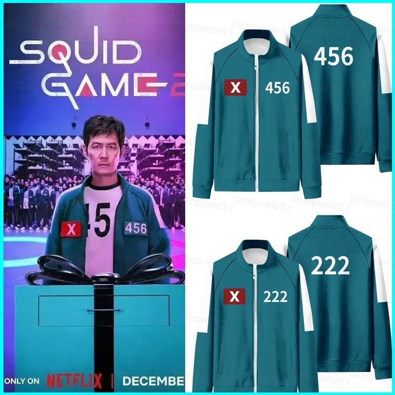 Ellen Squid Game Season 2 เบอร์ 456 222 149 แสดงซิปเสื้อกันหนาวเสื้อแจ็คเก็ต Unisex Top