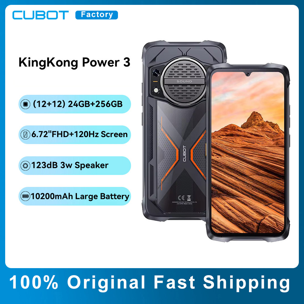 Cubot KingKong Power 3 สมาร์ทโฟนที่ทนทาน 123dB ลําโพง Helio G99 6.72 "120Hz หน้าจอ 24GB + 256GB 1020