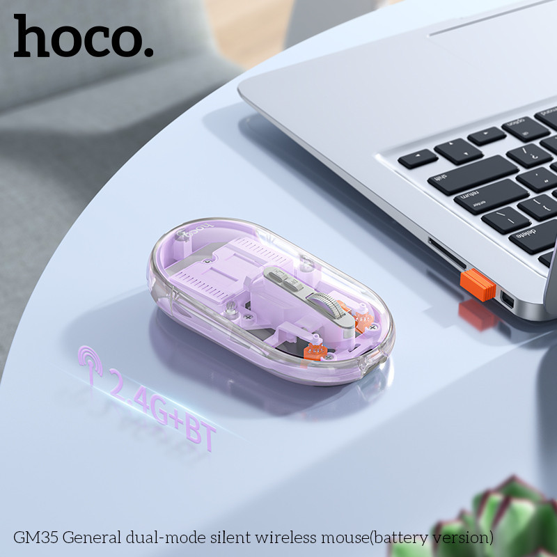 HOCO GM35 2in1 เมาส์ไร้สาย เสียงเงียบ รองรับ Bluetooth 5.2 & Wireless 2.4G ปุ่มกด 5 ปุ่ม DPI 3 ระดับ เมาส์บลูทูธ hc6
