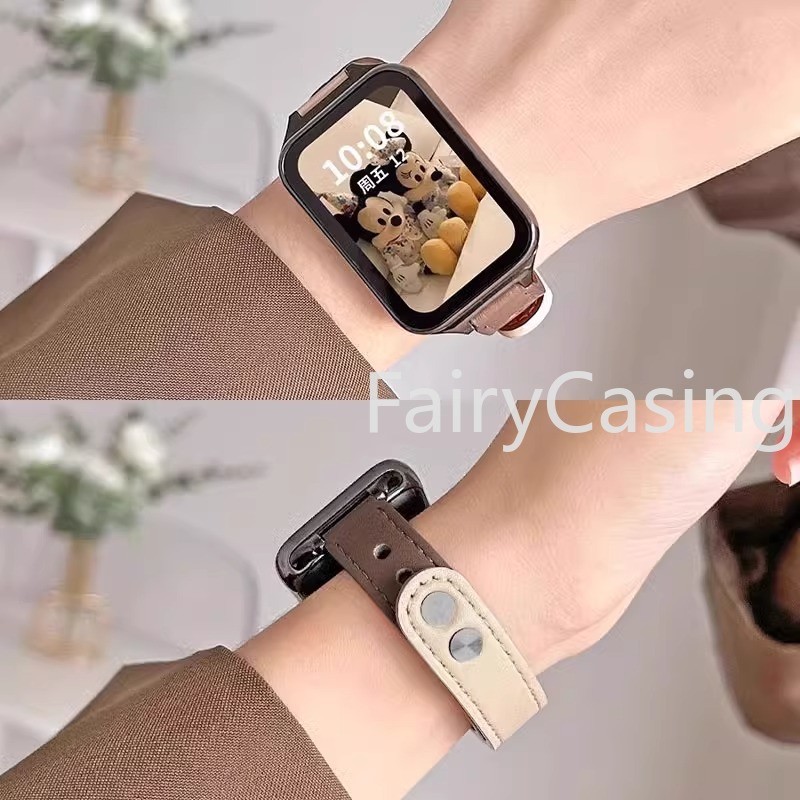 แฟชั่นสายหนังสําหรับ Xiaomi Mi Band 10 9 Pro Watchband สร้อยข้อมือสําหรับ Mi Band 8 Pro Redmi นาฬิกา 4 สายรัดข้อมืออุปกรณ์เสริม