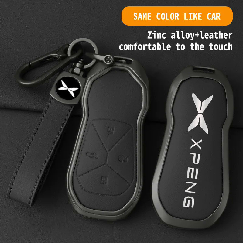 New Zinc Alloy Leather Car Remote Key Case Cover Fob Protector Shell for Xpeng Xiaopeng P5 P7 G9 G3i