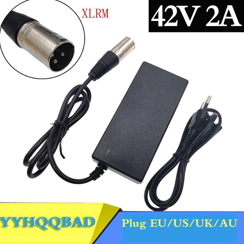 36V Charger 42V 2A  lithium battery charger for 36V lithium battery pack with 3-Pin XLR Socket/conne