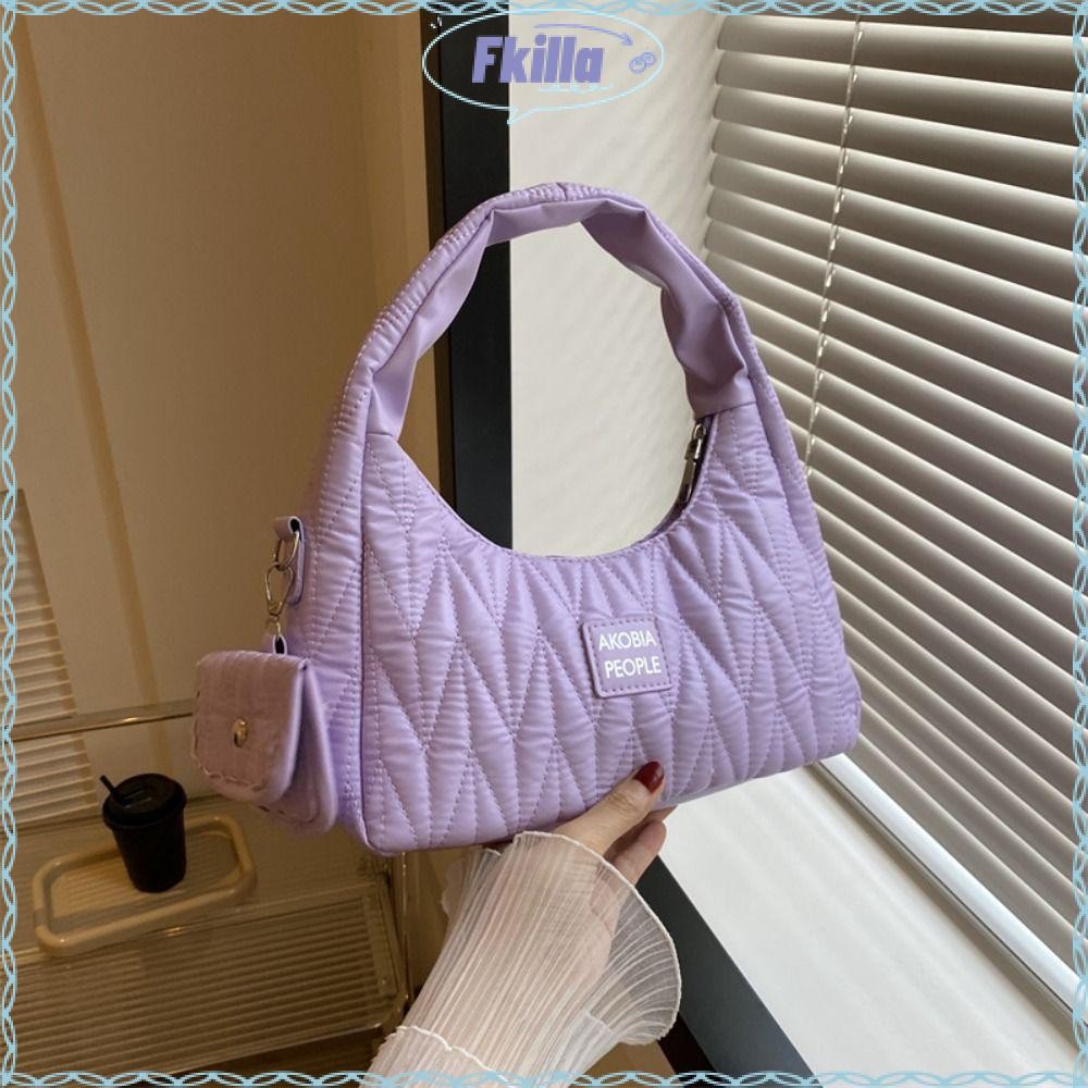 FKILLA7 Tote กระเป๋า,จีบออกแบบหนัง Pu กระเป๋าถือใต้วงแขน,แฟชั่นความจุสูง Crossbody สีทึบกระเป๋าสะพายไหล่เดียวสาว
