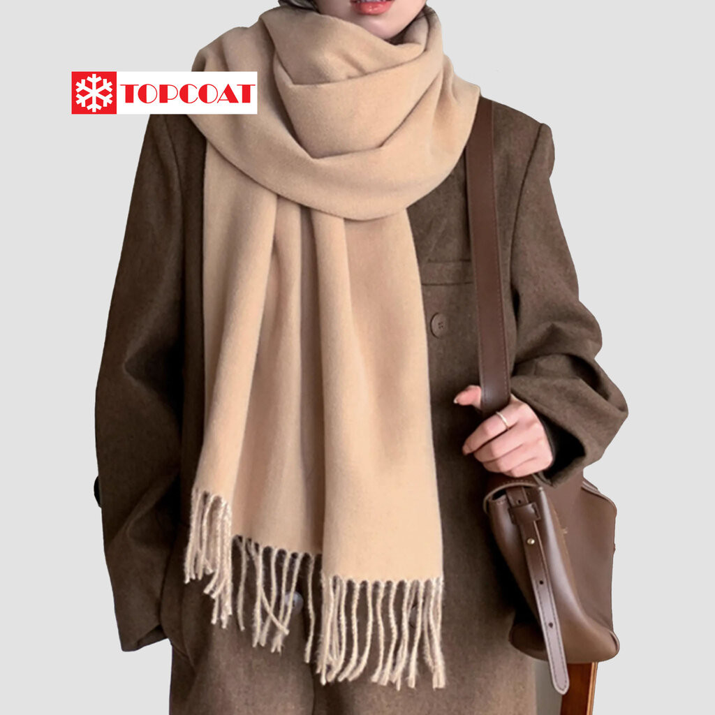TOPCOAT ผ้าพันคอกันหนาว น้ำหนักเบา มีสี 2 ด้าน ใส่สวยใส่สบาย (1 ผืน) Freesize