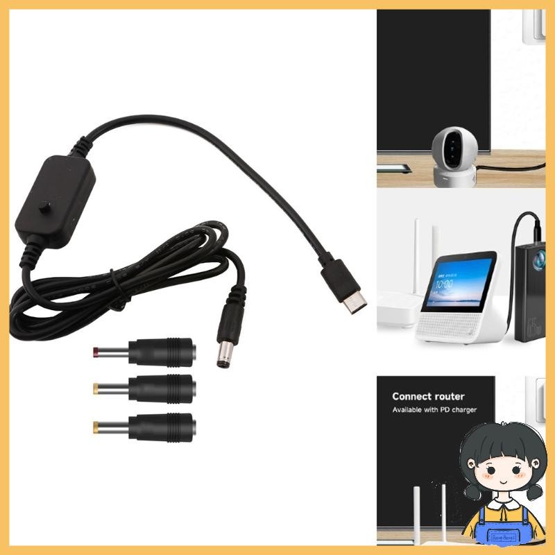 Bang USB C ถึง 5x2 1 มม.3 5x1 35 มม.5V 9V 12V 15V 20V ปรับสายไฟพร้อมจอแสดงผลเอาต์พุตสําหรับระบบกล้องเราเตอร์
