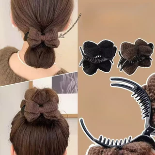 Elegant Woolen Bow Hairpin ผู้หญิงs แฟชั่นเกาหลีด้านหลังหัว Ball Head กิ๊บติดผมเครื่องประดับผม