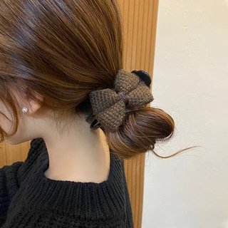 Elegant Woolen Bow Hairpin ผู้หญิงs แฟชั่นเกาหลีด้านหลังหัว Ball Head กิ๊บติดผมเครื่องประดับผม