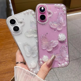 3Dผีเสื้อGlitterสําหรับiPhone 17 Pro Max17 Air16 14 15 Plus 13 12 11 Pro Max X XR XS Max 7 8 Plus X Xs 2020 กันกระแทกเงาGlitterกรณี