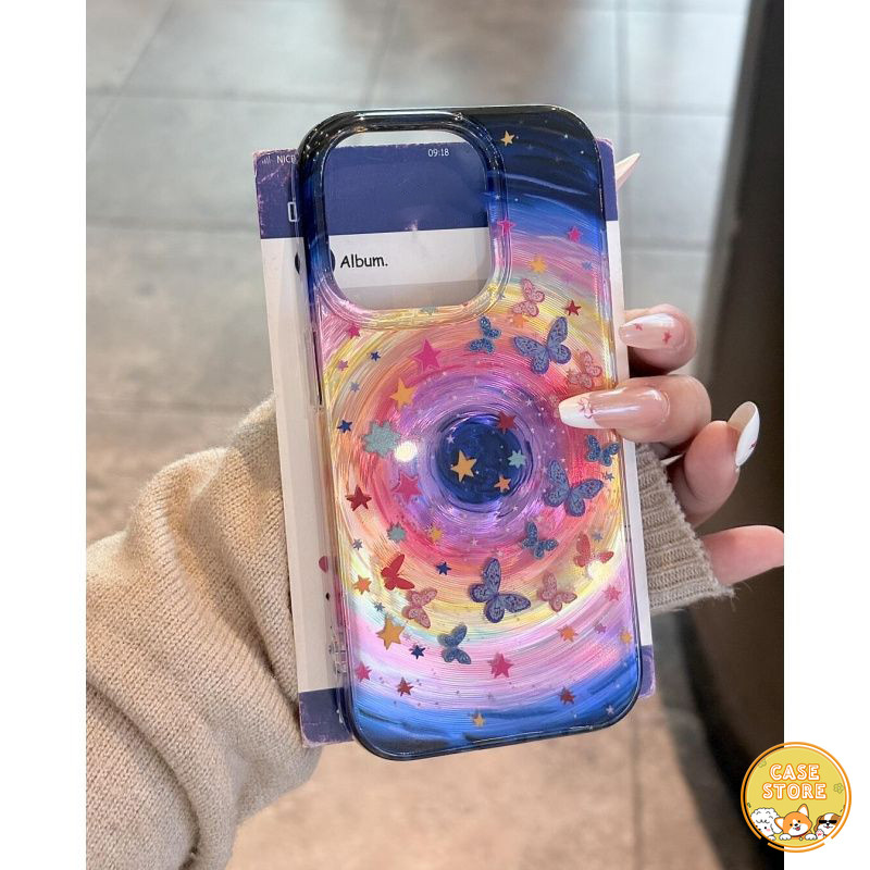 เคสลายผีเสื้อไล่เฉดสี เข้ากันได้กับ iPhone 7Plus 13 11 Pro Max 16 12 14 15 Pro Max 7 8 16 Plus XR 15 11 14 Pro XS Max X