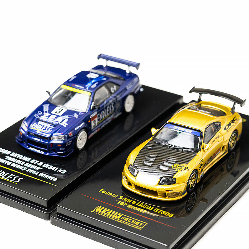 โมเดลรถโลหะผสม INNO 1/64 Nissan GT-R R34 Toyota Speed A80 TOP ของสะสมของเล่นรถของขวัญวันเกิด