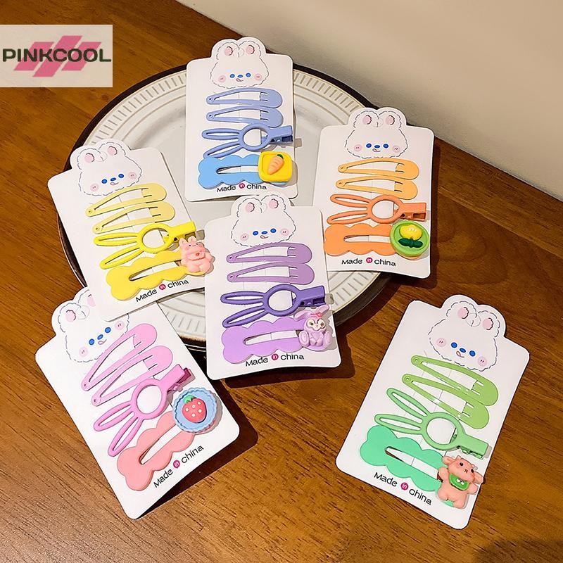 PINKCOOL 4 ชิ้น/เซ็ตน่ารัก Barrettes สาวเกาหลีรุ่นคลิปผมใหม่ Candy สี Frosted อารมณ์ Bang คลิป Headdress หญิงด้านข้าง Banger คลิปร้อน