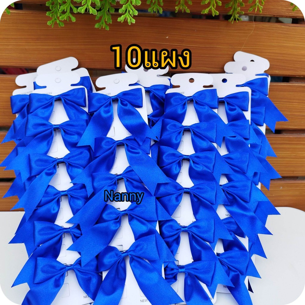 [[ขายส่งยกแผง5แผง 10แผง]]โบว์น้ำเงิน1แผงมี6ชิ้น โบว์นักเรียน โบว์ติดผม