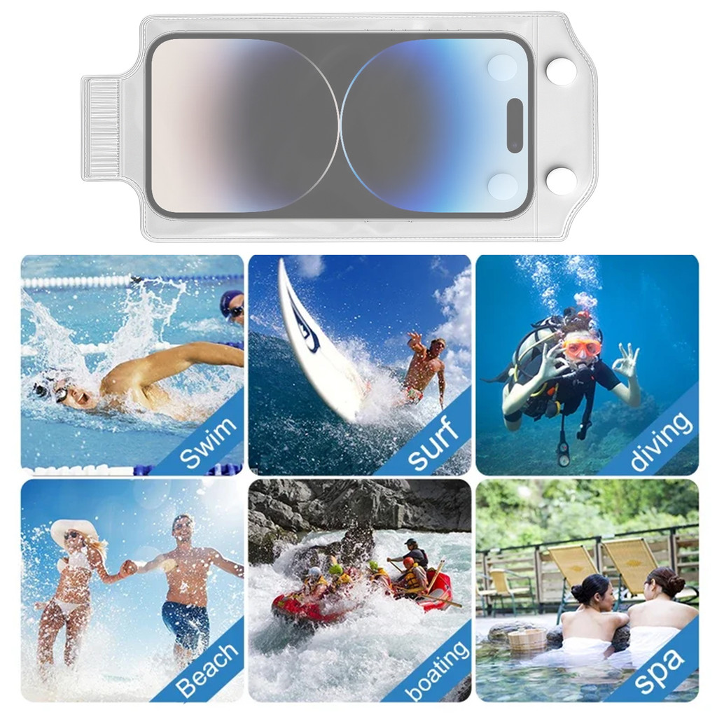 กระเป๋าใส่โทรศัพท์กันน้ําแบบใส 10 แพ็ค 25x10ซม | ตัวป้องกันสมาร์ทโฟนสากลสําหรับฝน/หิมะ/กีฬาวัสดุ พีวีซี ทนทานพร้อมซีลที่ปลอดภัย - รูปที่ 2