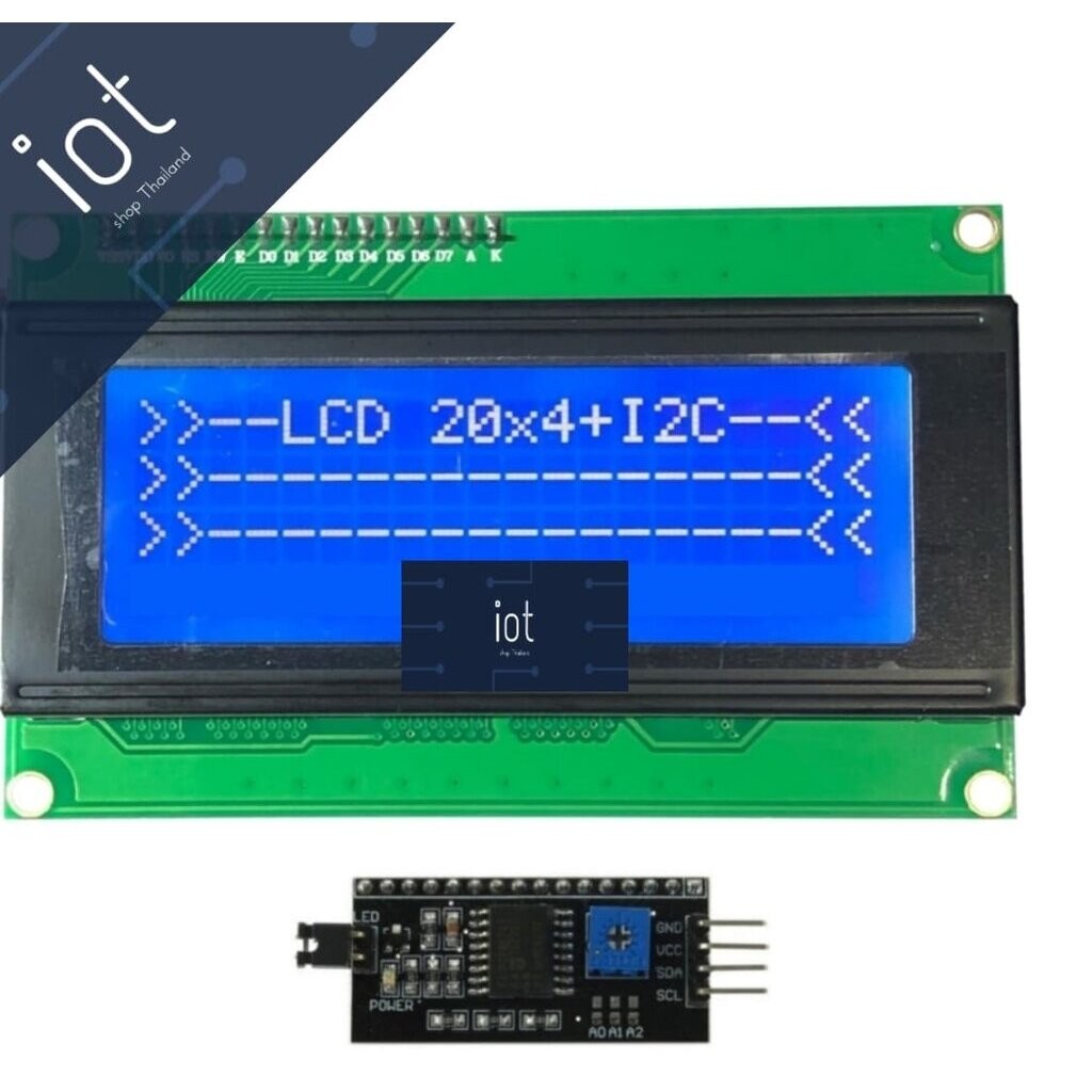 20x4 LCD+I2C Interface with backlight (Blue Screen) พร้อมบัดกรี