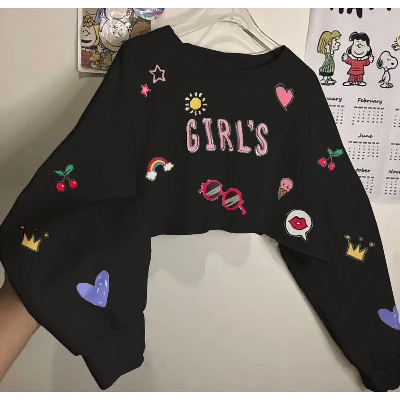 Crop GIRL Sweater 01 / Oversize Womens Crop Sweater วัสดุเท่ๆ