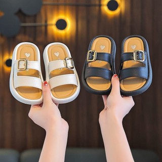 [RJ] รองเท้าแตะเด็กขายดีแฟชั่นฤดูร้อนปุ่มเรียบง่ายหนานุ่มพิเ…