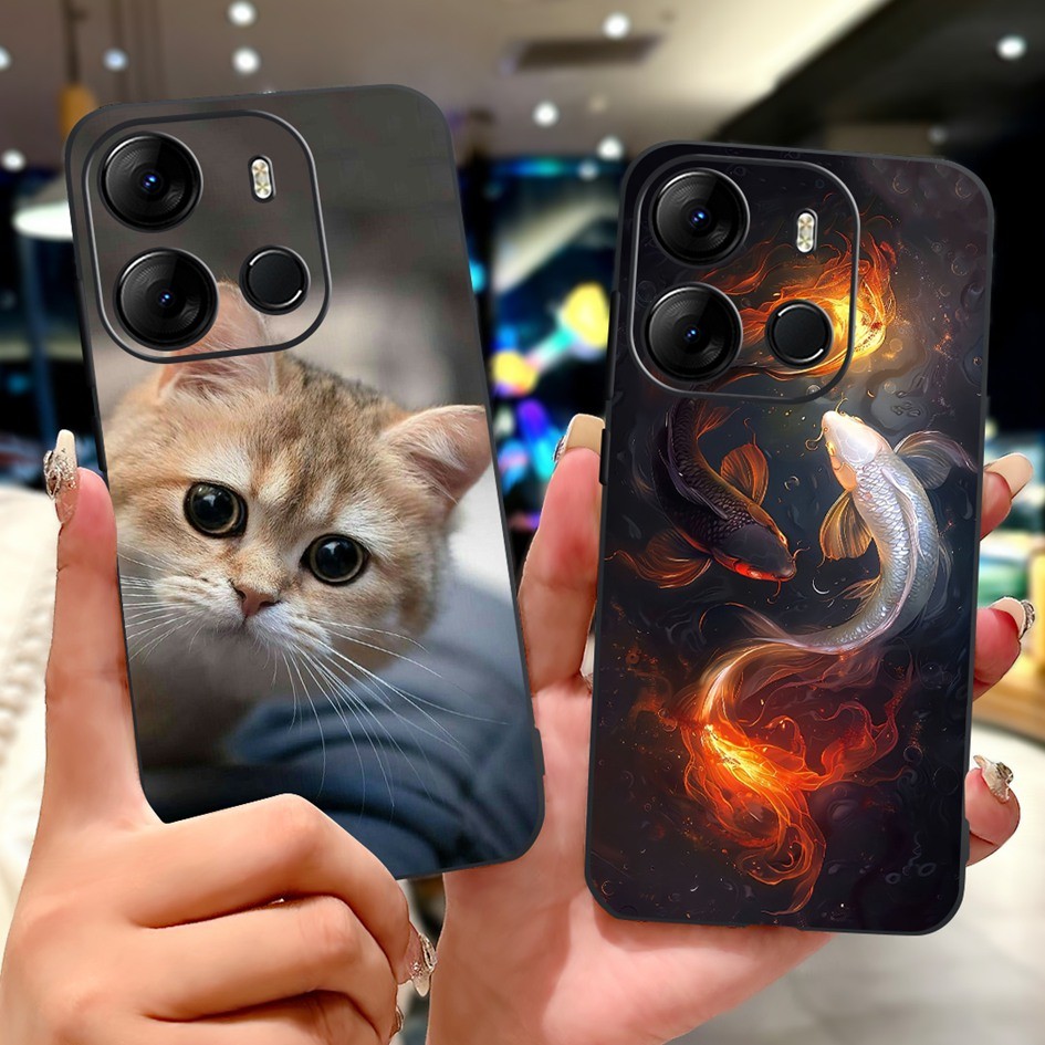 ปลอกกันกระแทกสําหรับ Tecno Spark Go 2023 BF7n กรณีแมวน่ารัก Cool Dragon ซิลิโคนนุ่มสําหรับ Tecno Pop 7 Pro Pop7 BF6 กันชน