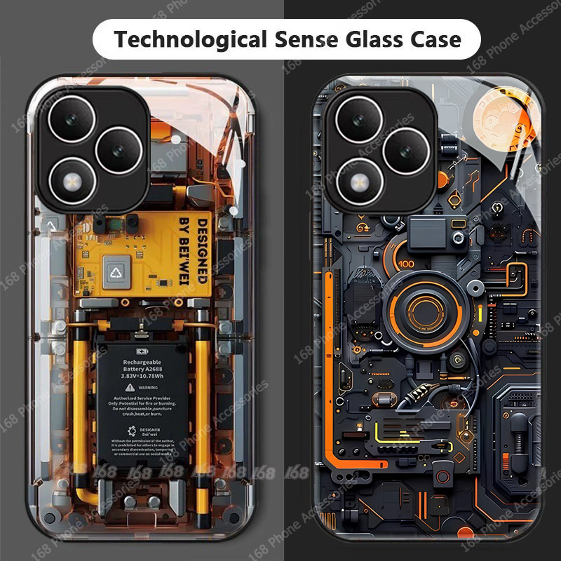เคส Honor 400 Lite X7D เคสกันกระแทก แผงวงจร PCBA สไตล์เท่และเก๋ เทคโนโลยีทันสมัย เคสกระจกสำหรับเด็กผู้ชาย นักเรียน และผู้ชาย