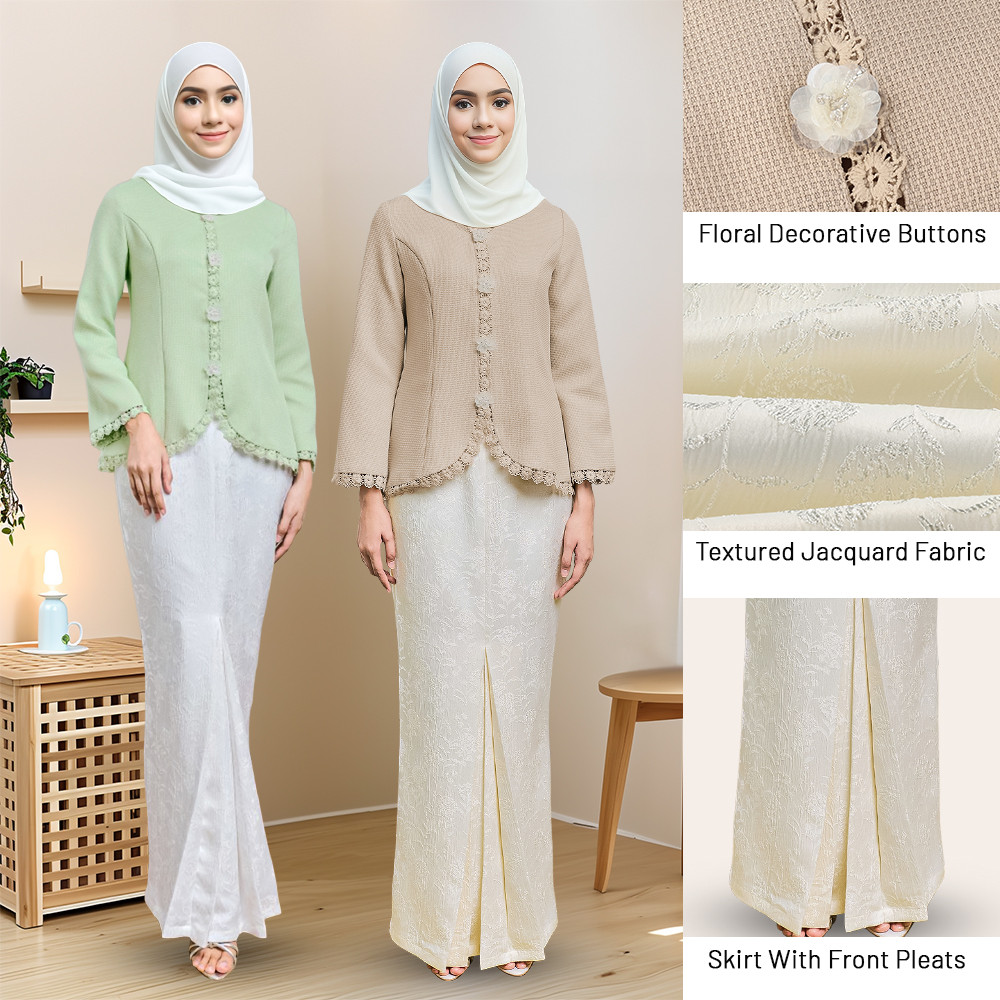 กระโปรงดอกไม้ธรรมดา sut Baju Kebarung Sulam Baju Kurung Moden Kurung Baju Raya 2025 Baju เพื่อนเจ้าส