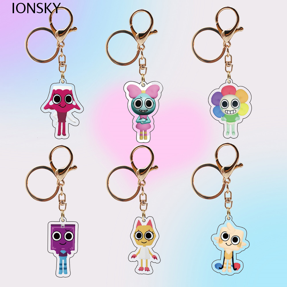 จี้ IONSKY Dandys World, Pebble เกมตลก พวงกุญแจโลกของ Dandy, การ์ตูน Glisten Scraps อะคริลิค พวงกุญแ