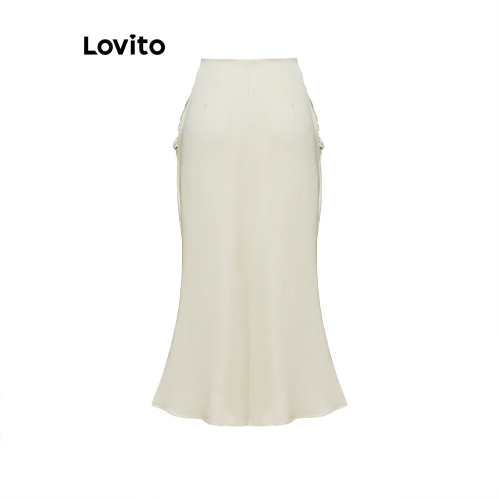 Lovito กระโปรงจีบธรรมดาหรูหราสำหรับผู้หญิง L105MD578