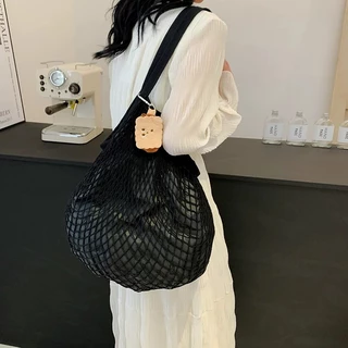 กระเป๋าถักตาข่าย สไตล์เกาหลี กระเป๋าสะพายไหล่ ใส่เที่ยวทะเล beach bag summer แฟชั่น | Ocean Mood