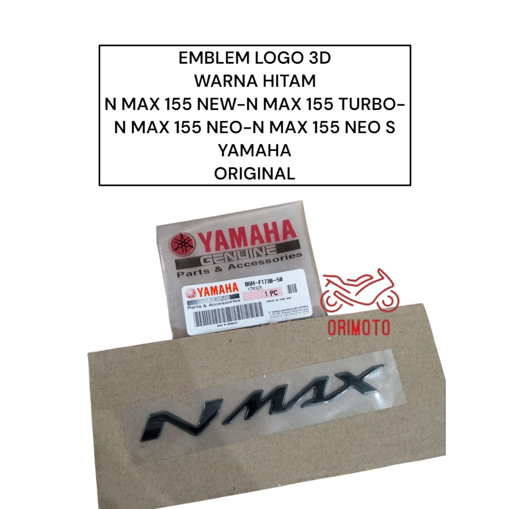 Orimoto- BLACK 3D LOGO EMBLEM N MAX 155 ใหม่ TURBO NEO S YAMAHA B6H-F173B-50 ต้นฉบับ