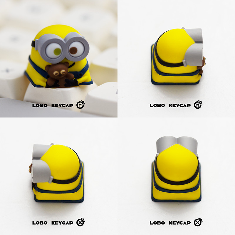 Minions Bob Keycap น่ารัก MX Switch 3D Mechanical Handmade เรซิ่นการ์ตูน Keycaps DIY Original Creative ส่วนบุคคล Kawaii Minions Keycap