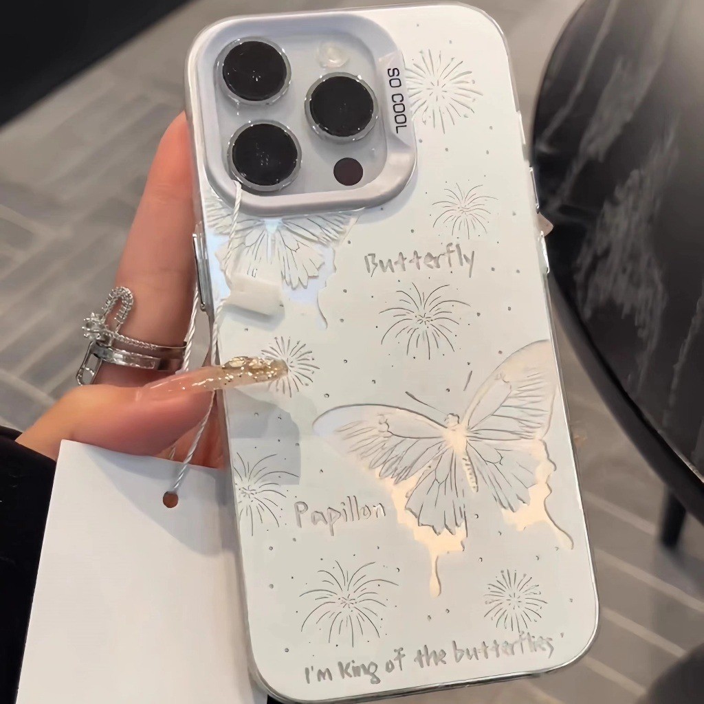 ❤️จัดส่งทันที❤️เคสไอโฟน11/12/13/15/16 Pro Max Matte Butterfly Rose Laser Case For iPhone 11,12,13,15,16,14PM,15PM,16PM