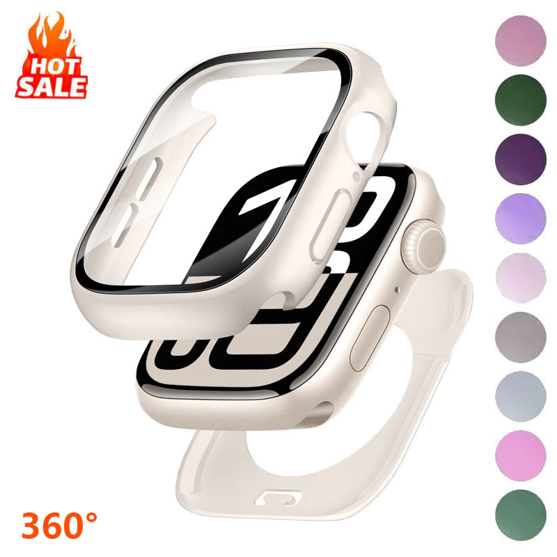 360 เต็มกันน้ํากรณีฝาครอบกระจกนิรภัยสําหรับ แอปเปิล ดู 49/46/45/44 มม.กระจก ฉันดู ชุด 10 9 8 7 4 5 6 กับ 41 มม.40 มม.42 มม