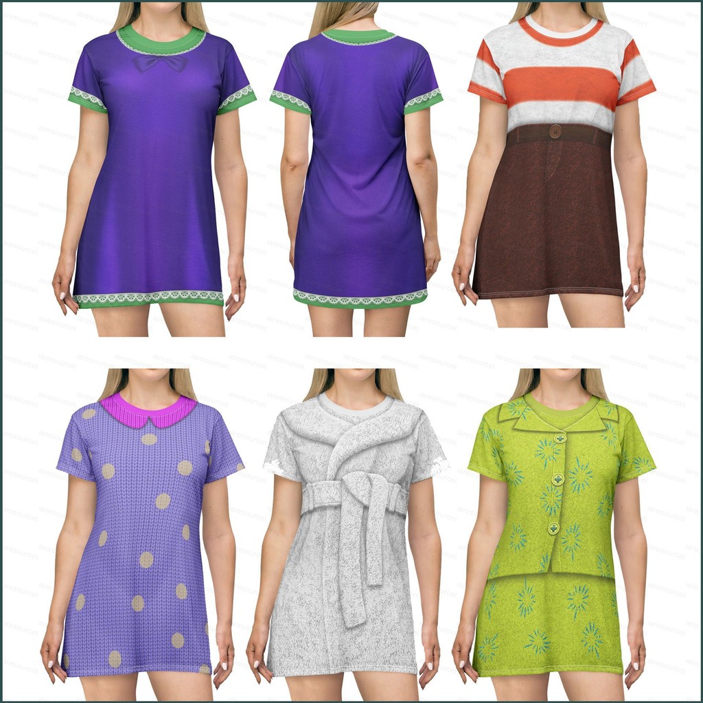 Miss 2024 Inside Out 2 Disgust Sadness Joy Fear dress ชุดองค์ประกอบฟิล์มพิมพ์ชุดชิ้นเดียว