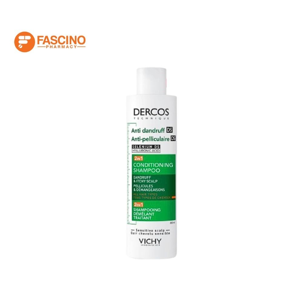 VICHY Dercos Anti Dandruff DS 2 in 1 Conditioning Shampoo แขมพูสำหรับผู้ที่มีปัญหารังแค (200ml.)