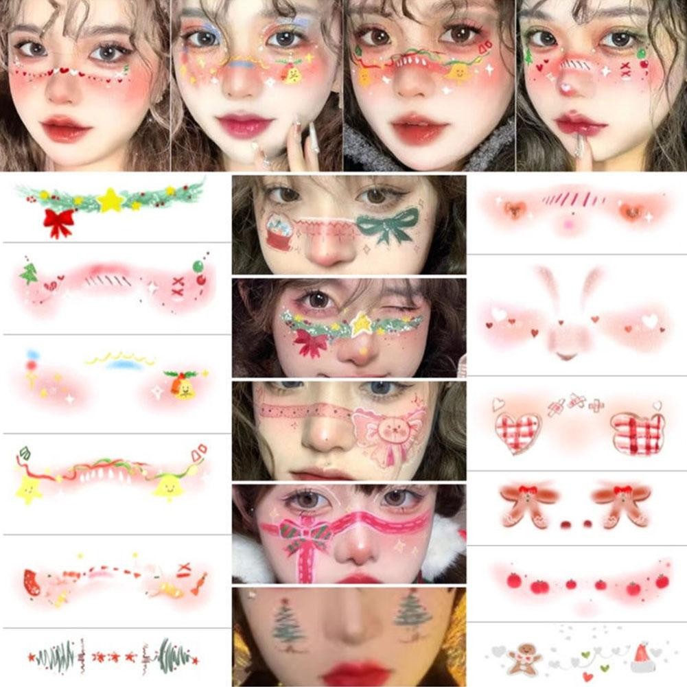 คริสต์มาสการ์ตูนสติกเกอร์ใบหน้าเกล็ดหิมะสีน่ารักโอนใบหน้าน้ําทิ้งสติกเกอร์ โอ2เจ0