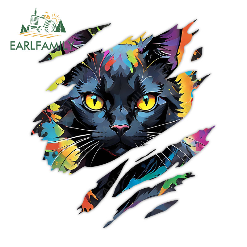 Earlfamily 13 ซม.แมวฉีกขาดการ์ตูนรถสติกเกอร์บุคลิกภาพกันน้ําScratch-ProofไวนิลDecalsเหมาะสําหรับRacing Driftingสเก็ตบอร์ดรถจักรยานยนต์