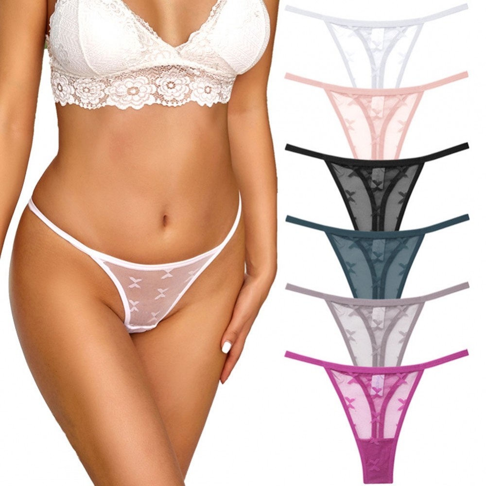 Sensual Lace Gstring Thongs Underpants for Women See Though Pants (สีเขียวเข้ม)