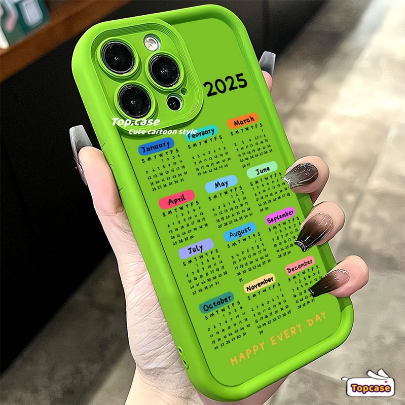 ใช้งานร่วมกับสําหรับiphone 16 11 15 14 13 12 Pro Max X XR Xs Max 8 7 6s Plus SE 2020 ปีใหม่2025 ปฏิทินโทรศัพท์กรณีปกอ่อน