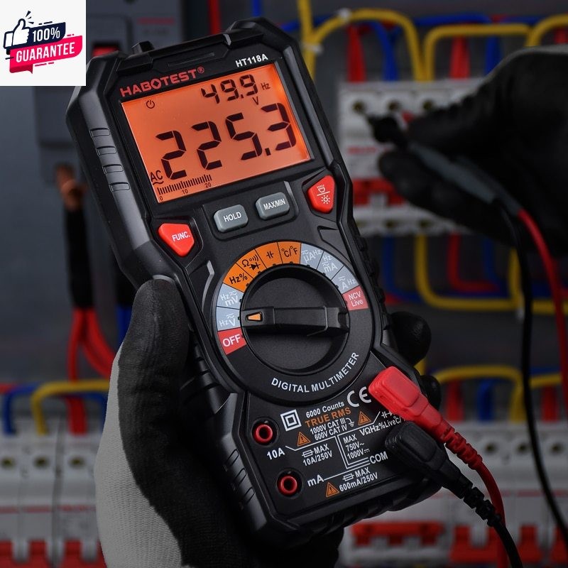 HABOTEST HT118A HT118C มัลติมิเตอร์ เครื่องวัดกระเเสไฟ AC/DC มัลติมิเตอร์แดิจิทัลช่วงอัตโนมัติ 6000 