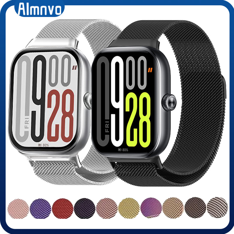 แหวนมิลาน for Redmi Watch 5 4 / Xiaomi Band 9 Pro / Mi Band 8 Pro สร้อยข้อมือแม่เหล็กสแตนเลสพร้อมโลหะ for Mi Band 9 Pro