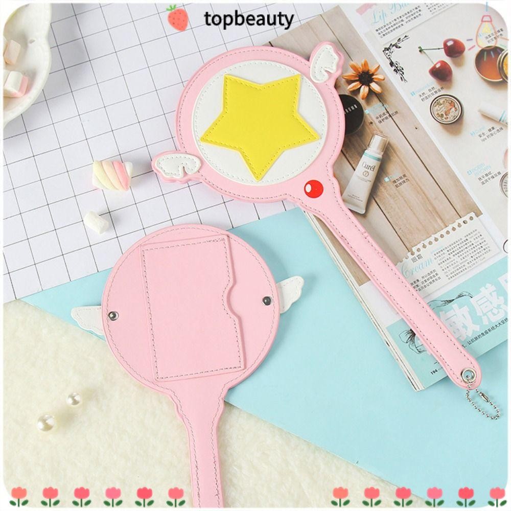 Topbeauty Star Magic Wand Card Bag, Anime PU Leather Card Cover, คุณภาพสูงมีปีก Cute Card Bus Subway Card