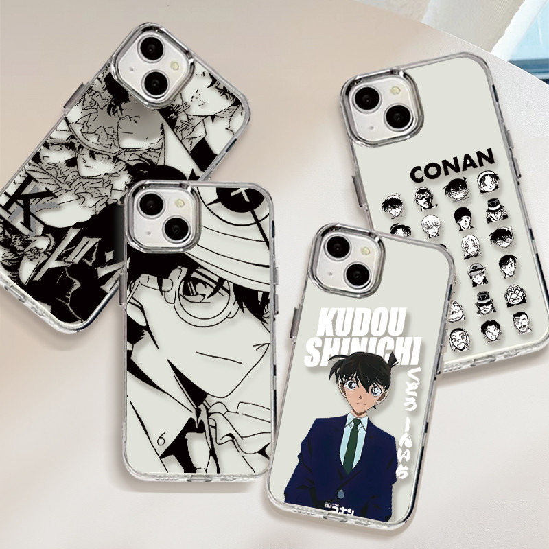 🔥COD🔥ใช้ได้ iPhone 13 12 7 Plus 14 15 11 Pro MAX 8 6 7 6S Plus นักสืบชื่อดัง Conan Edogawa กรณีโทรศัพท์กรอบโลหะ