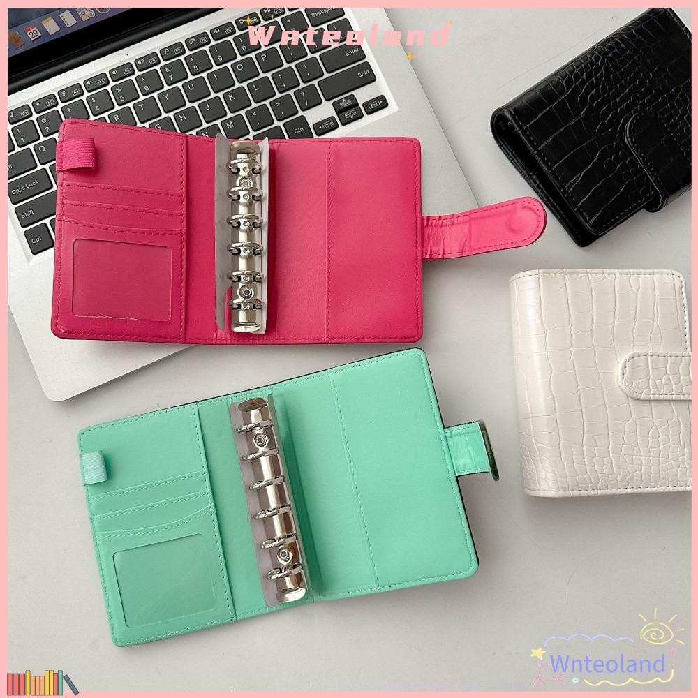 Wnteoland Binder Notebook Cover, A7 DIY Diary Agenda Planner Paper Cover, Portable School Stationery Crocodile Pattern Notebook Shell Gift