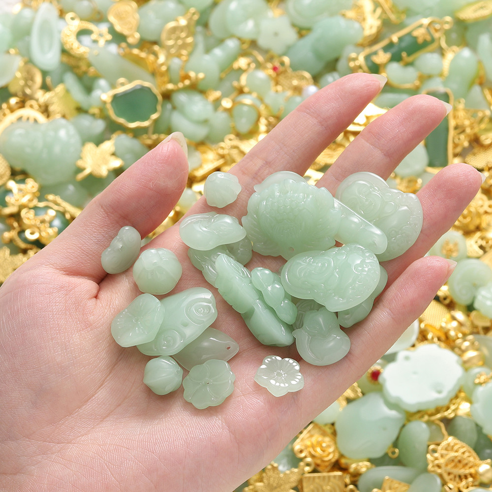 St. kunkka สุ่มลูกปัดหยกผสมลูกปัดหยกโลหะผสมสามารถใช้สําหรับ DIY สร้อยคอสร้อยข้อมือทํา - รูปที่ 3