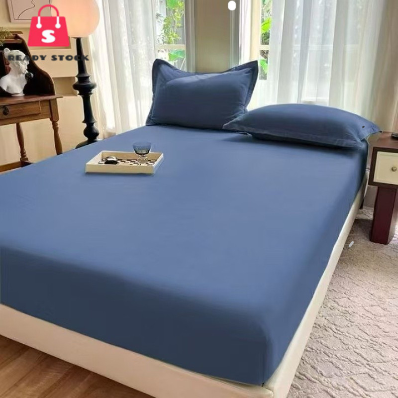 RSS_ PREMIUM COTTON BEDSHEET FITTED BEDSHEET PLAIN BEDSHEET 2 IN 1 SINGLE 4 IN 1 QUEEN 4 IN 1 KING C