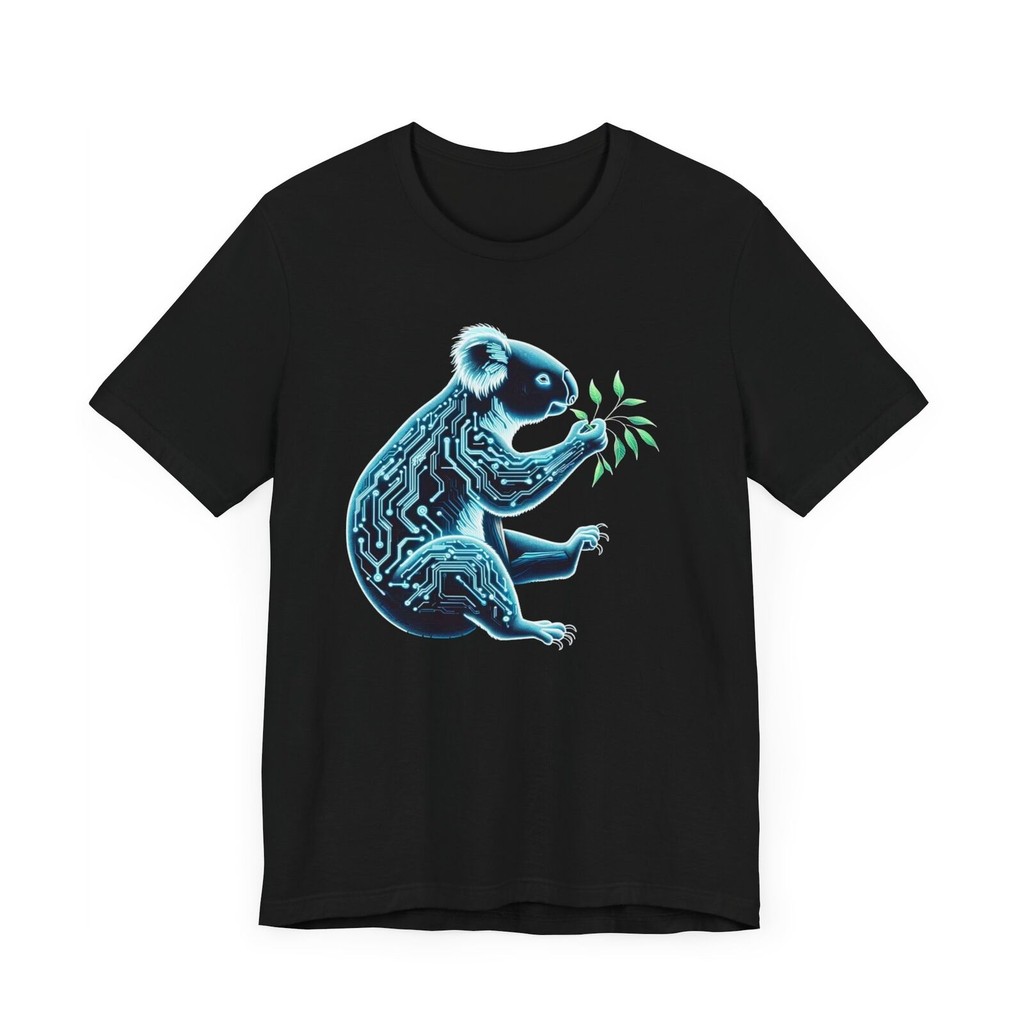 Techno-Nature Fusion: Binary Botany Koala Tee Cyber Koala