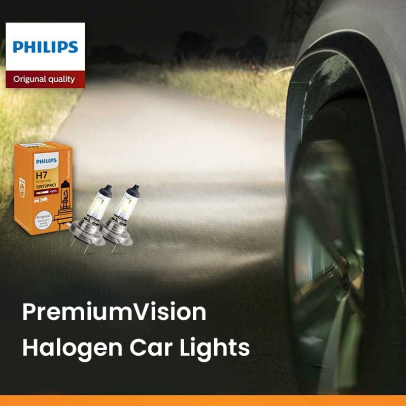 Philips ไฟฮาโลเจนรถยนต์ไฟหน้าไฟสูง H7 H1 H4 HB3 HB4 H8 H9 H11 หลอดไฟต่ํา