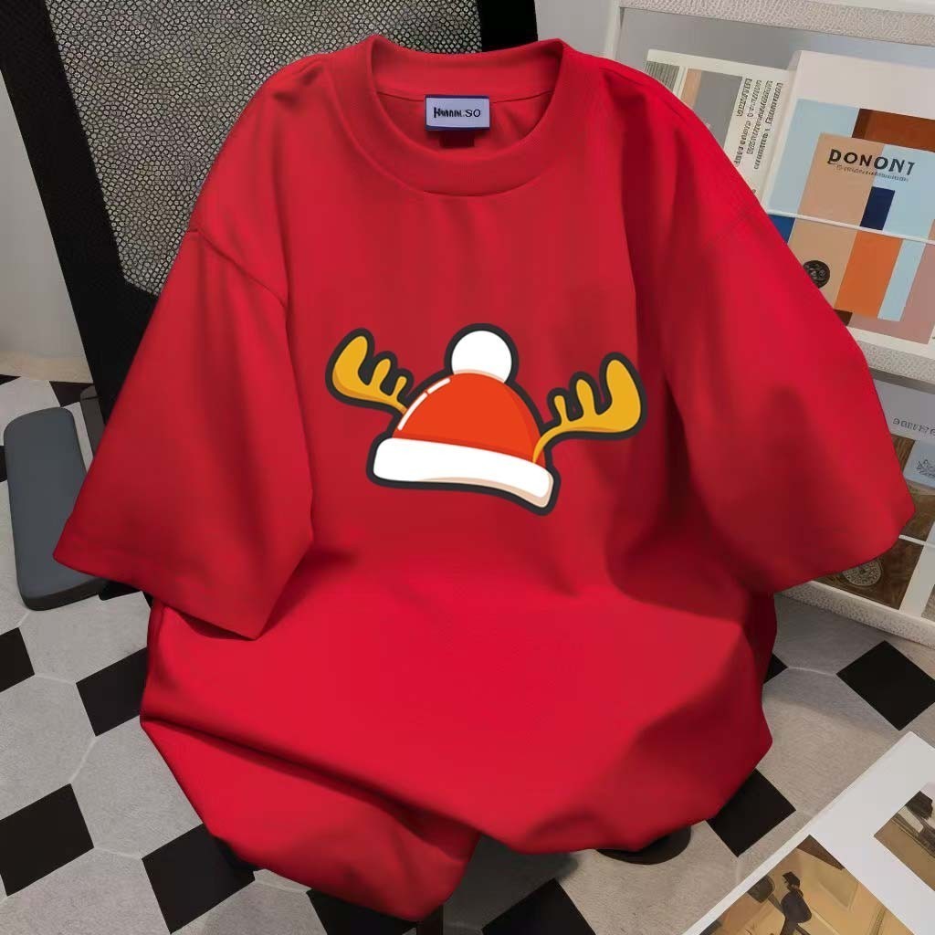 (พร้อมจัดส่งค่ะ) เสื้อชุดคริสต์มาส Christmas Graphic t shirt plus size ผ้าCOTTON100% tshirt ยืนพื้นไม่หด คอลูกเรือ
