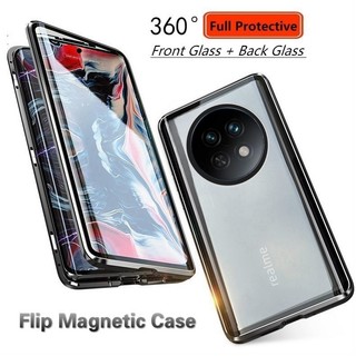 กรณีแม่เหล็กสําหรับ Realme 13 Plus 13 Pro Plus 12 Pro Plus 12X GT 6 5G Narzo N65 70X ด้านหน้า + กระจกด้านหลังฝาครอบ