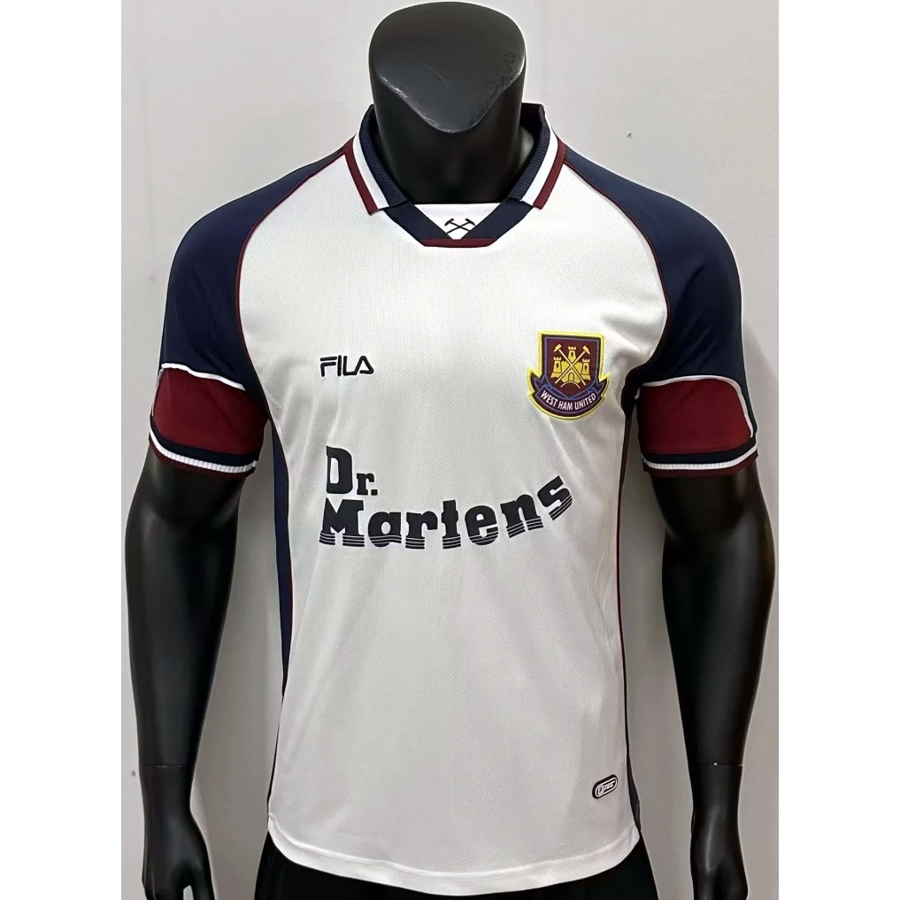 1999/2001 West Ham United คุณภาพสูง Away Retro Jersey เสื้อยืดที่กําหนดเองฟุตบอล AAA +